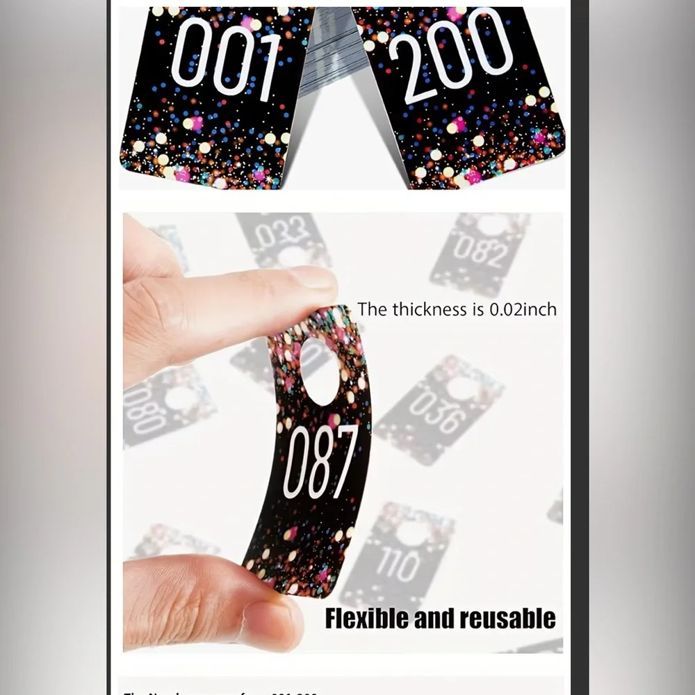 200pc Inventory Number Tags COAT ROOM TAGSPLASTIC MIRROR IMAGE n transparent box
